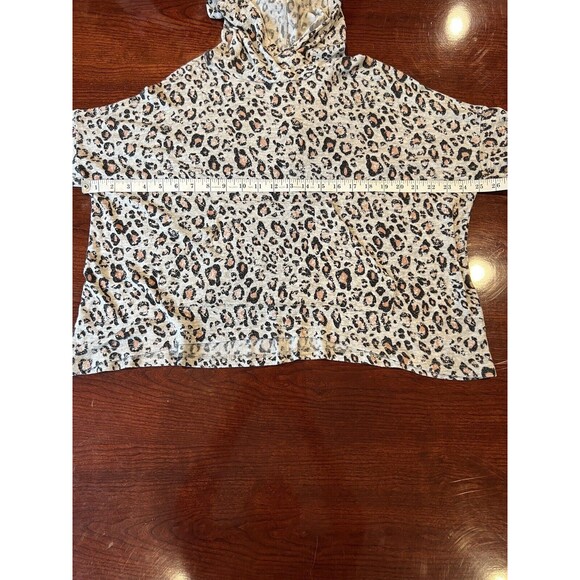 Sundry Leopard Animal Print Knit Hoodie Sweatshirt Size 0 XS Made In USA Viscose - Picture 5 of 6